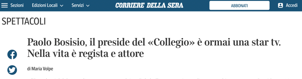 Paolo Bosisio è ormai una star tv (Corriere della sera, 13.12.2021)